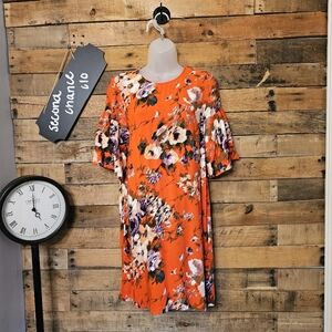 H&M women's dark orange abstract floral slip on dress size 6